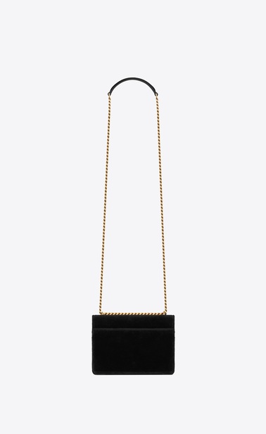SAINT LAURENT Sunset Femme Petit sac SUNSET en velours noir b_V4